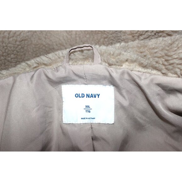OLD NAVY Relaxed Cozy Faux-Fur Short Teddy Jacket in Tan (XXL) - Picture 5 of 7